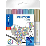 Artikelbild 1 für PILOT PINTOR Metallic Kreativmarker farbsortiert 4,0 - 12,0 mm, 6 St., Artikelnummer 376042