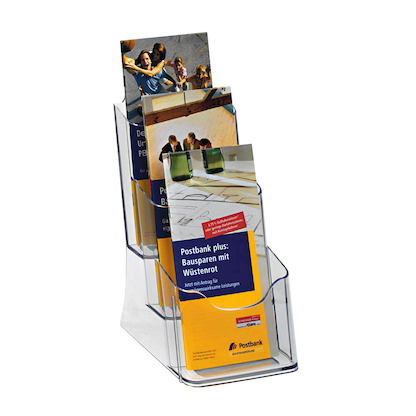 Artikelbild für SIGEL Tischprospekthalter transparent 1/3 DIN A4 3 Fächern 13,0 x 15,0 x 29,0 cm, 1 St., Artikelnummer 861013