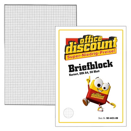 Artikelbild für office discount Briefblock DIN A4 kariert, 1 St., Artikelnummer 648432
