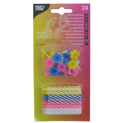 Artikelbild für PAPSTAR Geburtstagskerzen mehrfarbig, 24 St., Artikelnummer 683023