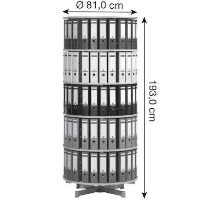 Artikelbild 2 für reef Ordnerdrehsäule hellgrau bis zu 120 Ordner, Etagen einzeln drehbar, H: 193,0 cm, Artikelnummer 677898
