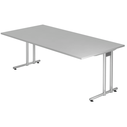 Artikelbild für HAMMERBACHER NS2E Schreibtisch lichtgrau rechteckig, C-Fuß-Gestell silber 200,0 x 100,0 cm, Artikelnummer 864001