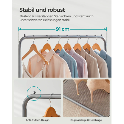 SONGMICS Rollgarderobe grau Metall 91,0 x 158,0 cm, 1 St