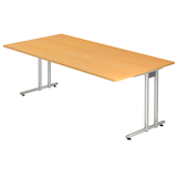 Artikelbild 1 für HAMMERBACHER NS2E Schreibtisch buche rechteckig, C-Fuß-Gestell silber 200,0 x 100,0 cm, Artikelnummer 863961