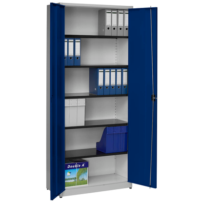 Artikelbild für mauser Stahlschrank entero BF4/22 STG 7035/5003 lichtgrau, saphirblau 5 Fachböden 95,0 x 42,0 x 220,0 cm, aufgebaut, 1 St., Artikelnummer 258968