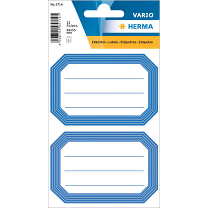 Artikelbild für HERMA Schuletiketten blauer Rand, weiß/blau, 12 Etiketten, Artikelnummer 757201
