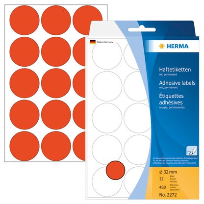 Artikelbild für HERMA Klebepunkte 2272 rot Ø 32,0 mm, 480 St., Artikelnummer 152082