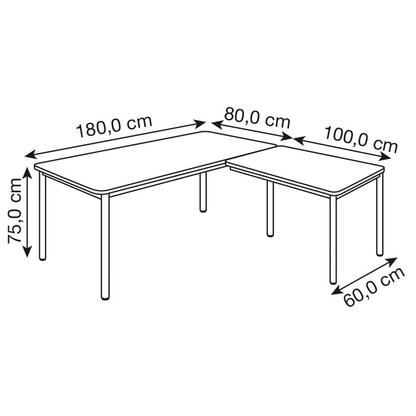 Artikelbild 2 für Kerkmann Prime Schreibtisch lichtgrau L-Form, 6-Fuß-Gestell silber 180,0 x 180,0 cm, Artikelnummer 120929