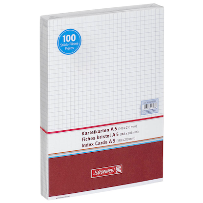 Artikelbild 2 für BRUNNEN Karteikarten DIN A5 weiß kariert, 100 St., Artikelnummer 696948