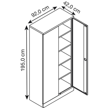 Artikelbild 2 für Gürkan Stahlschrank 100064 lichtgrau 4 Fachböden 92,0 x 42,0 x 195,0 cm, zerlegt, 1 St., Artikelnummer 552968