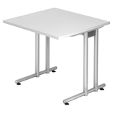Artikelbild 1 für HAMMERBACHER NS08 Schreibtisch weiß quadratisch, C-Fuß-Gestell silber 80,0 x 80,0 cm, Artikelnummer 866956