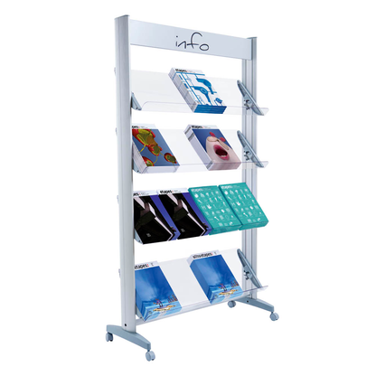 Artikelbild für PAPERFLOW Prospektständer silber DIN A4 94,0 x 38,5 x 167,8 cm, 1 St., Artikelnummer 571669