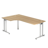 Artikelbild 1 für HAMMERBACHER NS82 Schreibtisch eiche L-Form, C-Fuß-Gestell silber 200,0 x 80,0/120,0 cm, Artikelnummer 863922