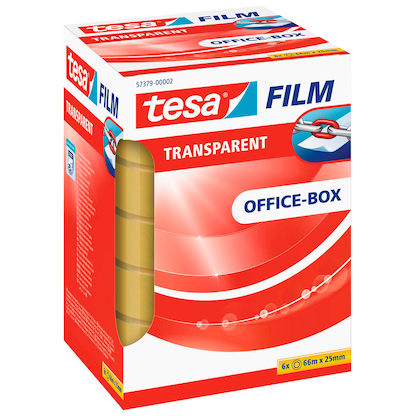Artikelbild 2 für tesa OFFICE-BOX Klebefilm transparent 25,0 mm x 66,0 m 6 Rollen, Artikelnummer 359760