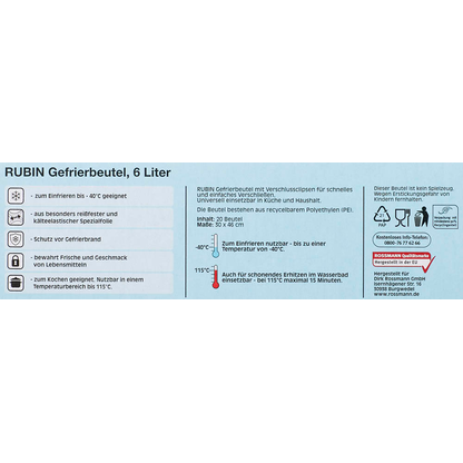 Artikelbild 3 für RUBIN Gefrierbeutel 1,0 l, 40 St., Artikelnummer 534805
