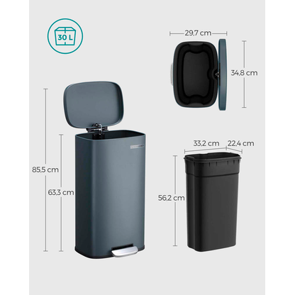 SONGMICS Mülleimer 30,0 l grüngrau, 1 St