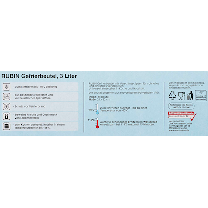 Artikelbild 3 für RUBIN Gefrierbeutel 3,0 l, 30 St., Artikelnummer 534737
