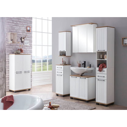 Artikelbild 5 für MÖBELPARTNER Spiegelschrank Jelda 142296 weiß glanz, eiche landhaus 70,4 x 23,7 x 72,3 cm, Artikelnummer 176816