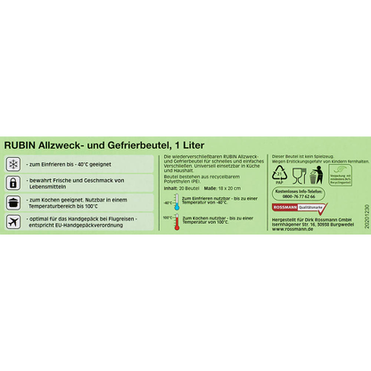 Artikelbild 3 für RUBIN Gefrierbeutel 1,0 l, 20 St., Artikelnummer 534757