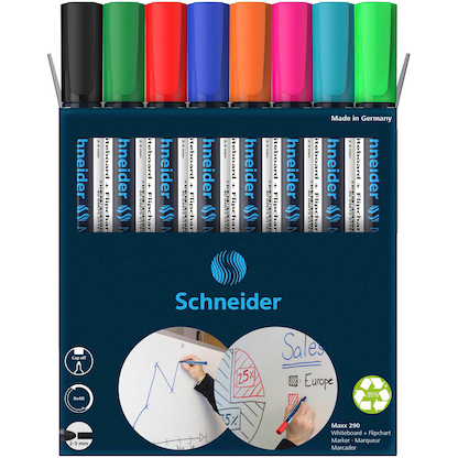 Artikelbild 2 für Schneider Maxx 290 Whiteboard- und Flipchart-Marker farbsortiert 2,0 - 3,0 mm, 8 St., Artikelnummer 347704