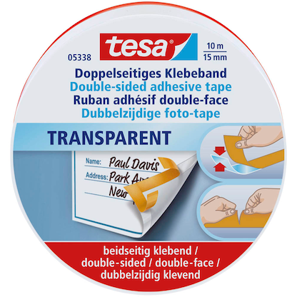 Artikelbild für tesa 05338 doppelseitiges Klebeband 15,0 mm x 10,0 m, 1 Rolle, Artikelnummer 333094