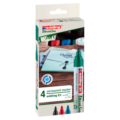 Artikelbild 6 für edding 21 EcoLine Permanentmarker farbsortiert 1,5 - 3,0 mm, 4 St., Artikelnummer 284968
