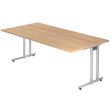 Artikelbild 1 für HAMMERBACHER NS2E Schreibtisch eiche rechteckig, C-Fuß-Gestell silber 200,0 x 100,0 cm, Artikelnummer 863377