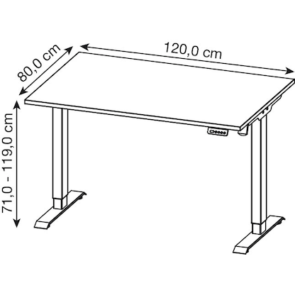 Artikelbild 2 für GERMANIA Adrano höhenverstellbarer Schreibtisch grafit rechteckig, T-Fuß-Gestell schwarz 120,0 x 80,0 cm, Artikelnummer 613197