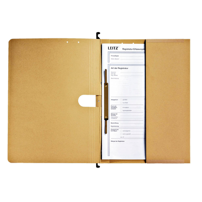 Artikelbild 2 für LEITZ Hängehefter ALPHA 1912 Karton naturbraun DIN A4 1x kaufmännische Heftung, 25 St., Artikelnummer 664722