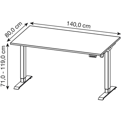 Artikelbild 2 für GERMANIA Profi 3.0 höhenverstellbarer Schreibtisch grandson-eiche rechteckig, T-Fuß-Gestell schwarz 140,0 x 80,0 cm, Artikelnummer 386353