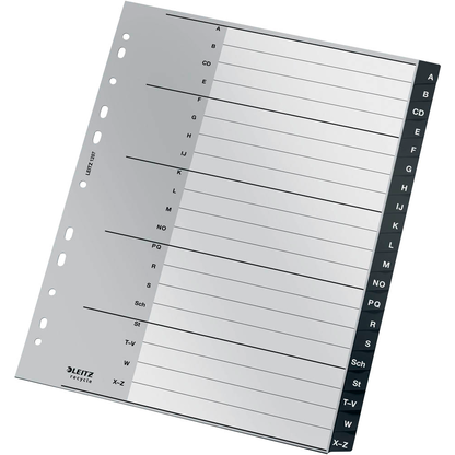Artikelbild 2 für LEITZ Ordnerregister recycle 1207 DIN A4 Vollformat, Überbreite A-Z schwarz 20-teilig, 1 Satz, Artikelnummer 304354