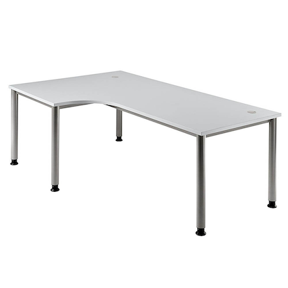 Artikelbild für HAMMERBACHER Orbis höhenverstellbarer Schreibtisch lichtgrau L-Form, 5-Fuß-Gestell silber 200,0 x 80,0/120,0 cm, Artikelnummer 484931