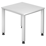 Artikelbild 1 für HAMMERBACHER QS08 höhenverstellbarer Schreibtisch weiß quadratisch, 4-Fuß-Gestell silber 80,0 x 80,0 cm, Artikelnummer 868721