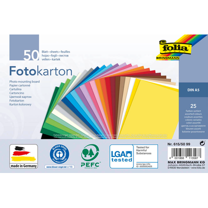 Artikelbild für folia Fotokarton farbsortiert 300 g/qm 50 Blatt, Artikelnummer 479374