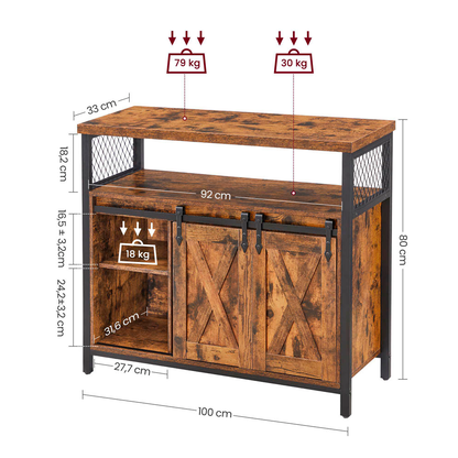 Artikelbild 6 für VASAGLE Sideboard, LSC092B01 braun 100,0 x 33,0 x 80,0 cm, 1 St., Artikelnummer 262828