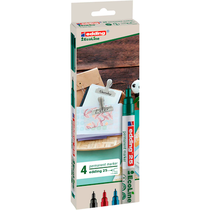 Artikelbild 2 für edding 25 EcoLine Permanentmarker farbsortiert 1,0 mm, 4 St., Artikelnummer 494973