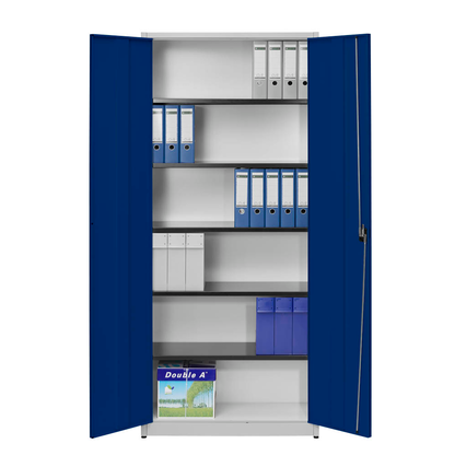 Artikelbild 6 für mauser Stahlschrank entero BF4/22 STG 7035/5003 lichtgrau, saphirblau 5 Fachböden 95,0 x 42,0 x 220,0 cm, aufgebaut, 1 St., Artikelnummer 258968