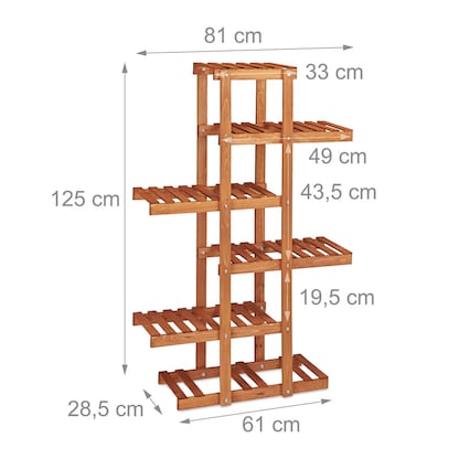 Artikelbild 7 für relaxdays Blumenregal Holz hellbraun rechteckig 81,0 x 125,0 cm, 1 St., Artikelnummer 451403