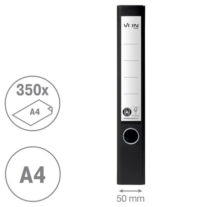 Artikelbild 3 für VON LEITZ Ordner schwarz mamoriert Karton 5,0 cm DIN A4, 1 St., Artikelnummer 635676