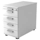 Artikelbild 1 für HAMMERBACHER SC50 Standcontainer weiß 5 Auszüge Stahl-Relinggriff silber 42,8 x 80,0 x 72,0 - 76,0 cm, Artikelnummer 859482