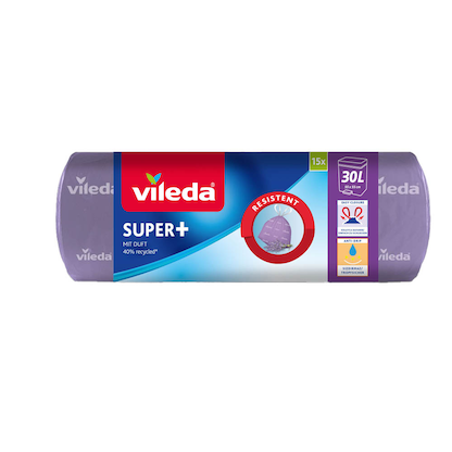 Artikelbild für vileda Müllbeutel SUPER+ 30,0 l lila, 15 St., Artikelnummer 149058