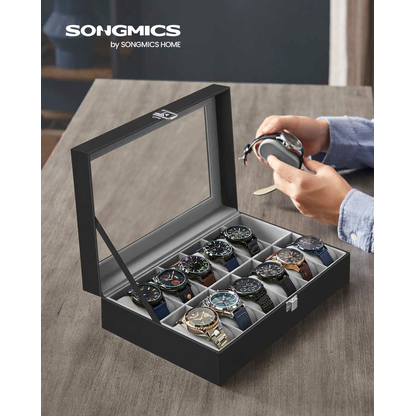 Artikelbild 6 für SONGMICS Uhrenbox schwarz, grau 30,2 x 20,2 x 7,8 cm, 1 St., Artikelnummer 759827