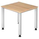 Artikelbild 1 für HAMMERBACHER QS08 höhenverstellbarer Schreibtisch eiche quadratisch, 4-Fuß-Gestell silber 80,0 x 80,0 cm, Artikelnummer 847057