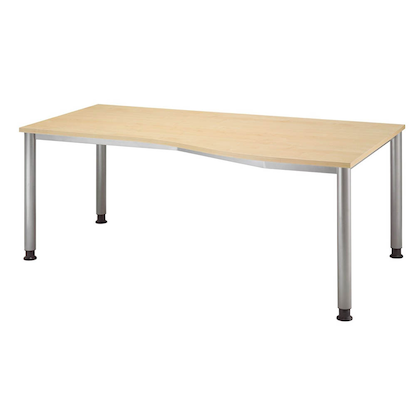 Artikelbild für HAMMERBACHER Orbis höhenverstellbarer Schreibtisch ahorn Trapezform, 4-Fuß-Gestell silber 180,0 x 80,0/100,0 cm, Artikelnummer 497826