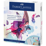 Artikelbild 1 für FABER-CASTELL Aquarell Bastelfarben-Set farbsortiert 12 Tuben 5,0 ml Tuben, 4 Synthetik-Pinsel, 1 Schablone und 1 Mischpalette ml, 1 Set, Artikelnummer 443428