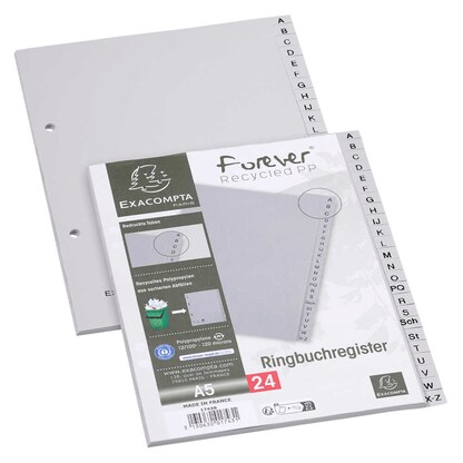 Artikelbild 2 für Exacompta Ordnerregister DIN A5 Halbformat A-Z grau 24-teilig, 1 Satz, Artikelnummer 386393
