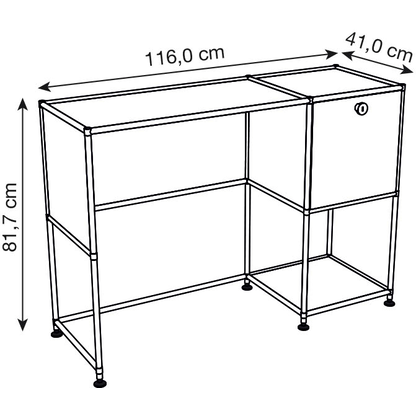 Artikelbild 2 für viasit System4 Schreibtisch rubinrot rechteckig, Rundrohrgestell silber 116,0 x 41,0 cm, Artikelnummer 491371