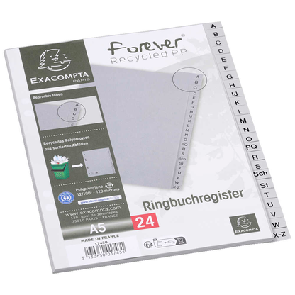 Artikelbild 7 für Exacompta Ordnerregister DIN A5 Halbformat A-Z grau 24-teilig, 1 Satz, Artikelnummer 386393
