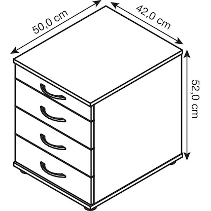 Artikelbild 2 für MÖBELPARTNER Rollcontainer weiß 4 Auszüge 42,0 x 50,0 x 56,9 cm, Artikelnummer 157628