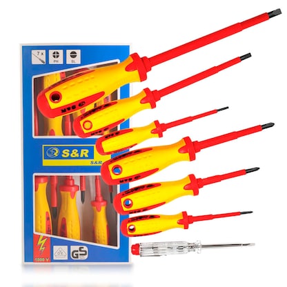 Artikelbild für S&R Schraubenausdreher-Set VDE Elektriker 250.681.307 PH 0 75mm, PH 1 75mm, PH2 100mm, SL 3,0 80mm, SL 5,5 125mm, SL 6,5 150mm, Artikelnummer 390338